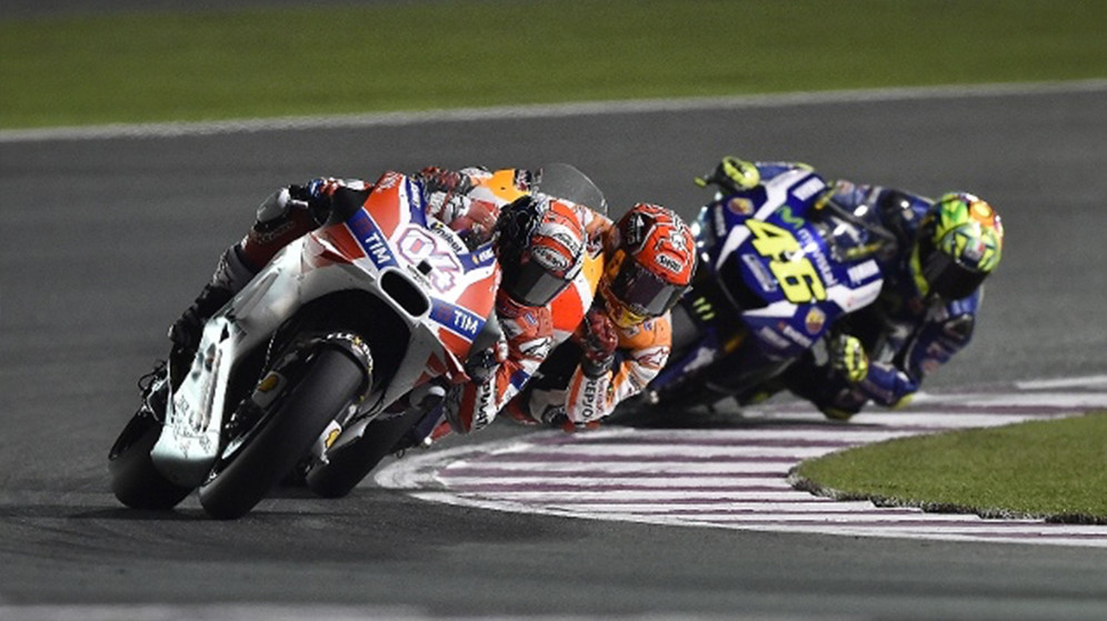 Andrea Dovizioso, secondo al traguardo del GP del Qatar.